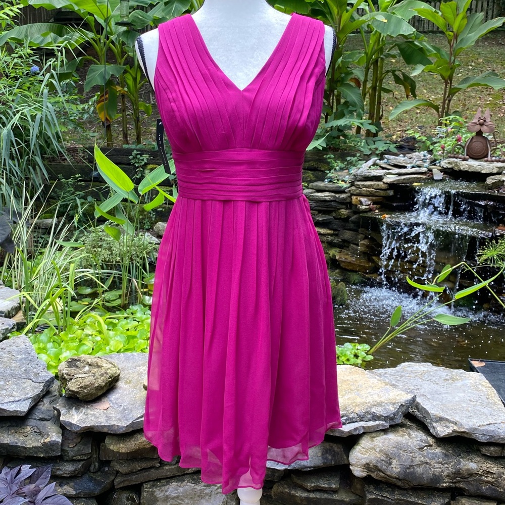 Ann Taylor Formal  Dress Fuchsia Poly Blend 6P